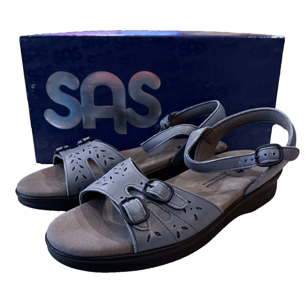 SAS Duo Denim Blue Size 7 N Narrow NEW Women's Buckle Sandal New In Box Shoe USA